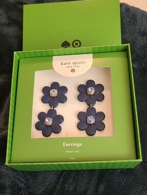 kate spade navy floral double-drop earrings